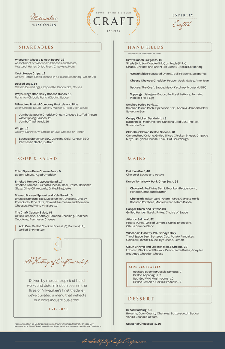 Craft Menu's | Trade Hotel